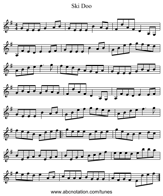 Ski Doo - staff notation