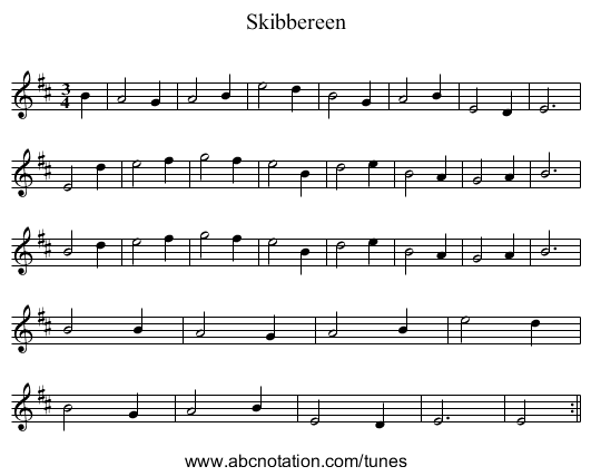 Skibbereen - staff notation