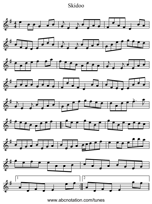 Skidoo - staff notation