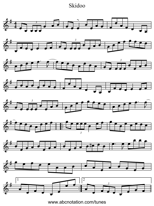 Skidoo - staff notation