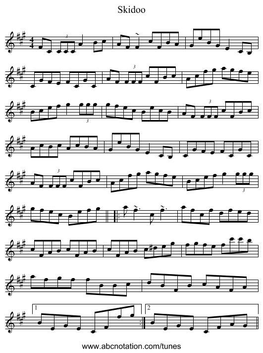 Skidoo - staff notation