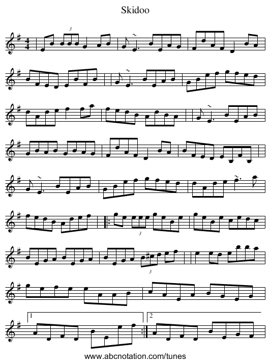 Skidoo - staff notation