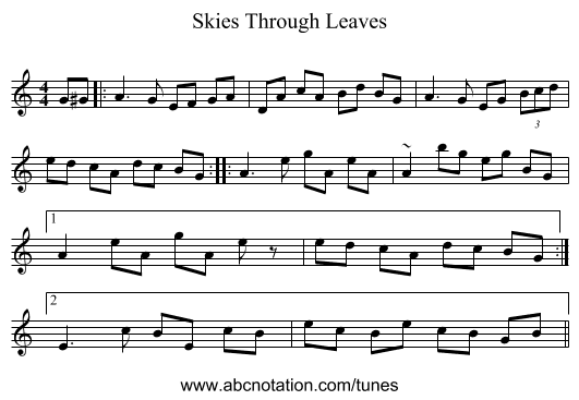Skies Through Leaves - staff notation
