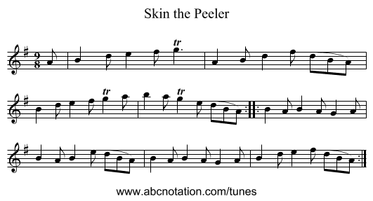Skin the Peeler - staff notation