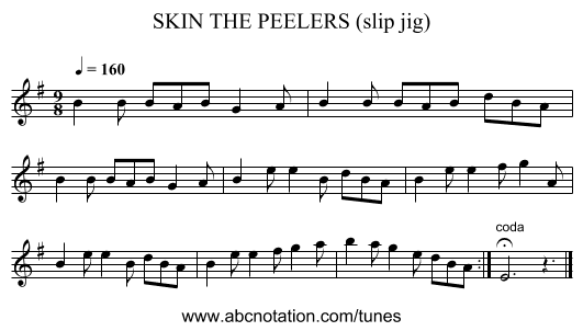 SKIN THE PEELERS (slip jig) - staff notation