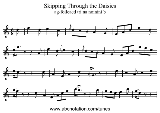 Skipping Through the Daisies - staff notation