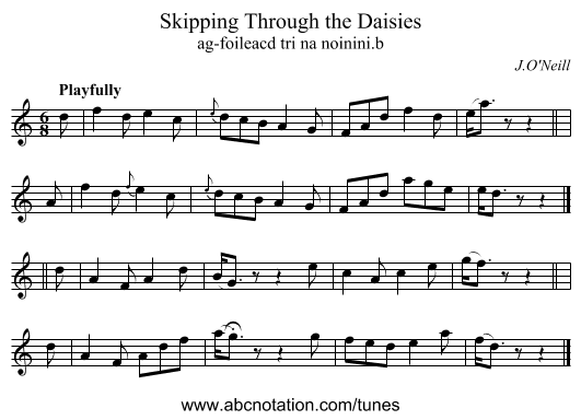 Skipping Through the Daisies - staff notation