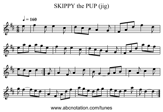 SKIPPY the PUP (jig) - staff notation