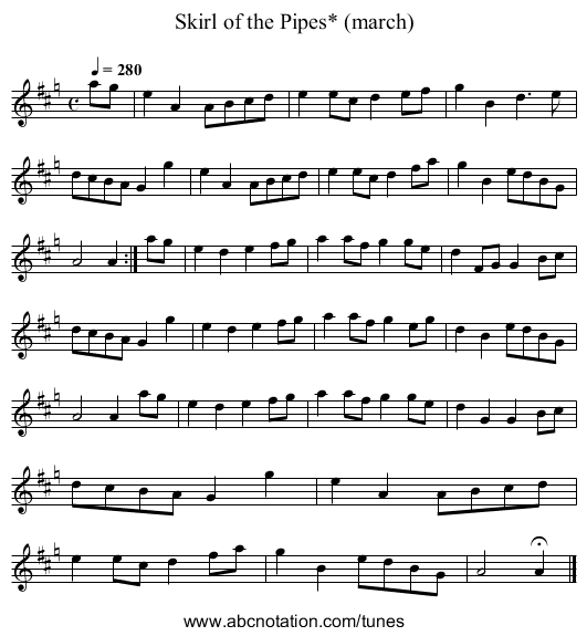 Skirl of the Pipes* (march) - staff notation