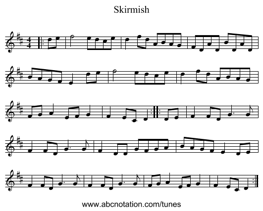 Skirmish - staff notation