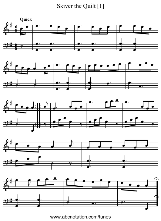 Skiver the Quilt [1] - staff notation