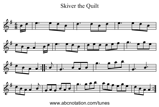Skiver the Quilt - staff notation