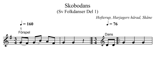 Skobodans - staff notation