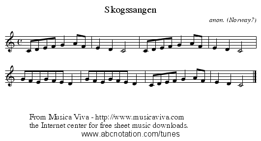 Skogssangen - staff notation