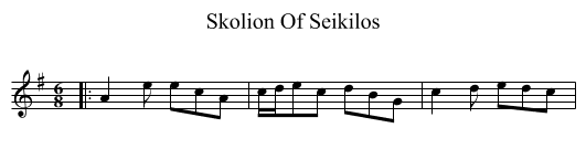 Skolion Of Seikilos - staff notation