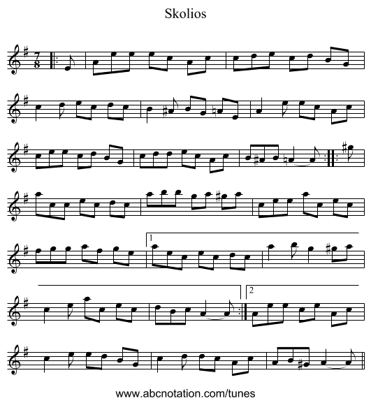 Skolios - staff notation