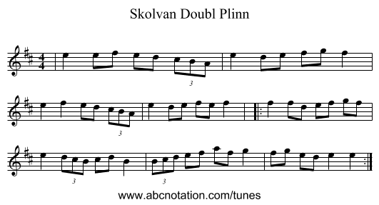 Skolvan Doubl Plinn - staff notation
