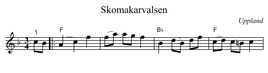 Skomakarvalsen - staff notation