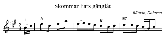 Skommar Fars gånglåt - staff notation