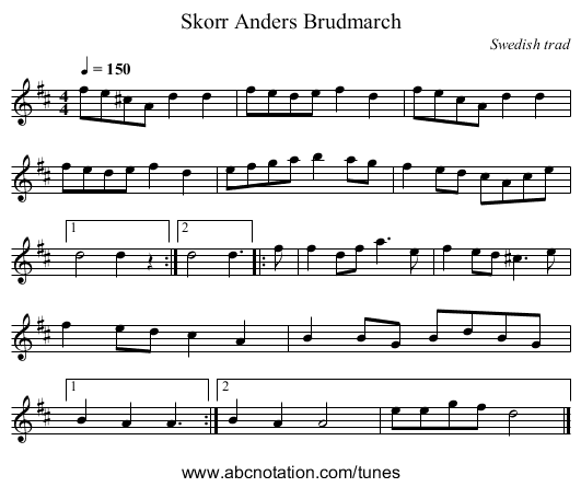 Skorr Anders Brudmarch - staff notation