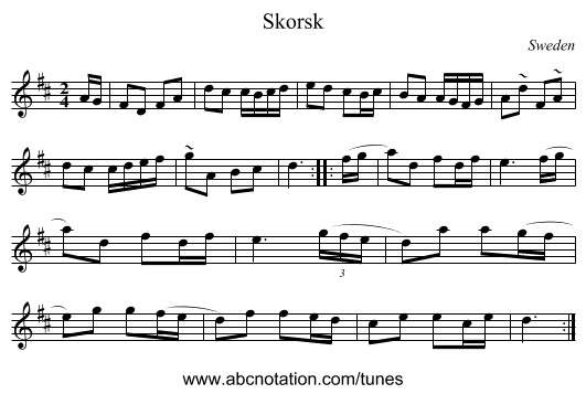 Skorsk - staff notation