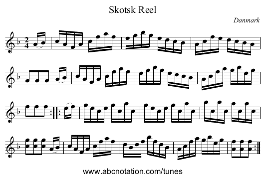 Skotsk Reel - staff notation