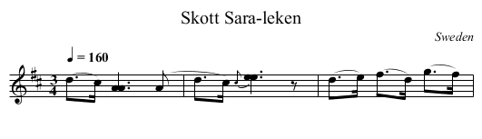 Skott Sara-leken - staff notation