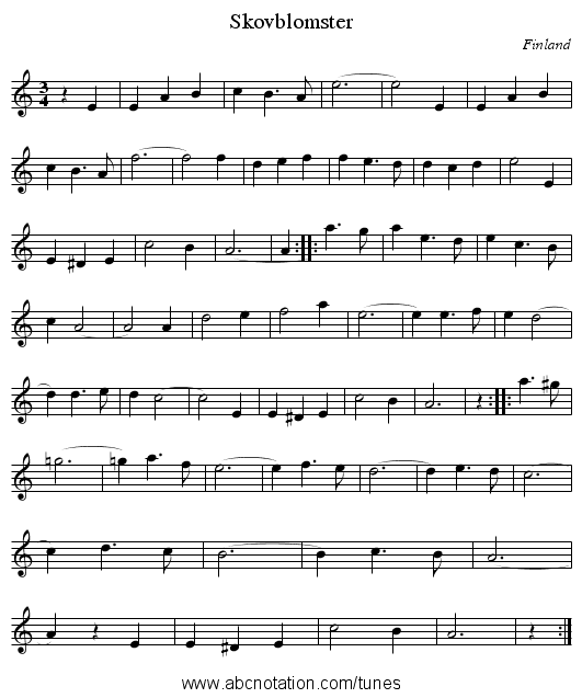 Skovblomster - staff notation