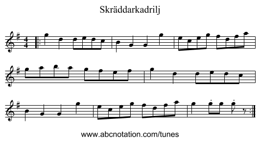 Skräddarkadrilj - staff notation
