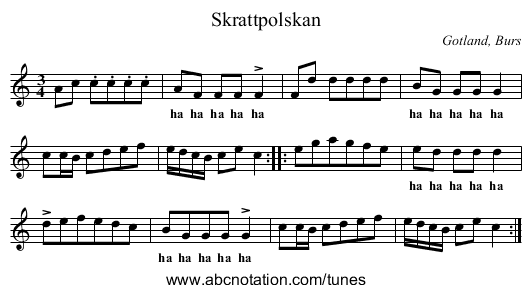 Skrattpolskan - staff notation