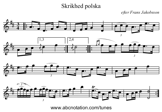 Skrikhed polska - staff notation