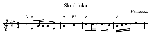 Skudrinka - staff notation