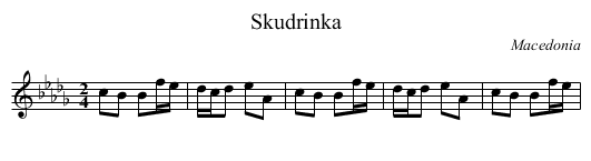 Skudrinka - staff notation