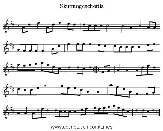 Skuttungeschottis - staff notation