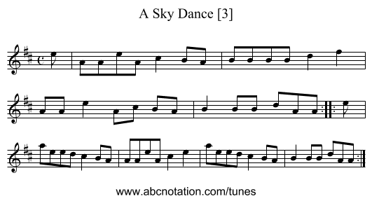 Sky Dance [3], A - staff notation