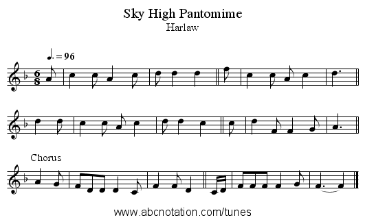 Sky High Pantomime - staff notation