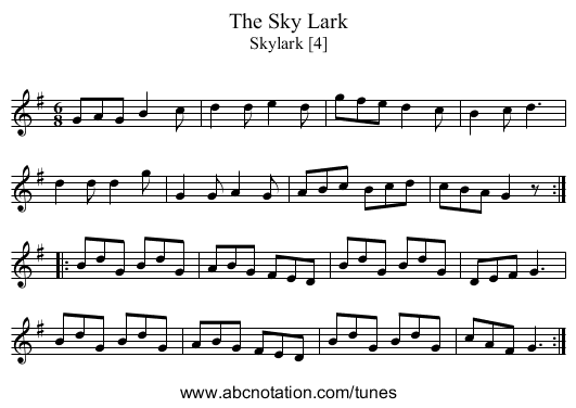 Sky Lark, The - staff notation