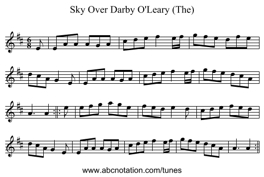 Sky Over Darby O'Leary (The) - staff notation