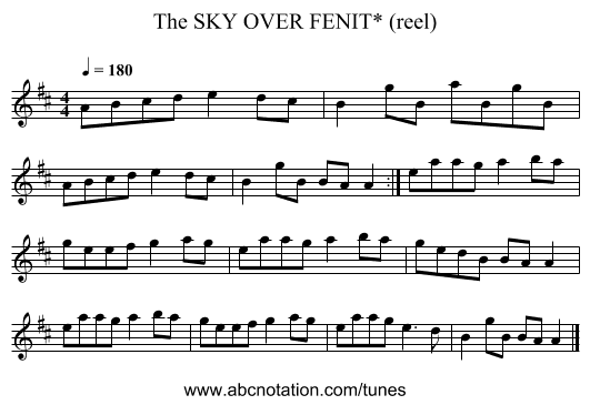 SKY OVER FENIT* (reel), The - staff notation