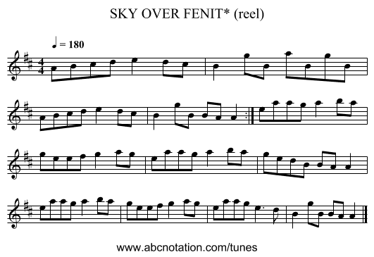 SKY OVER FENIT* (reel) - staff notation