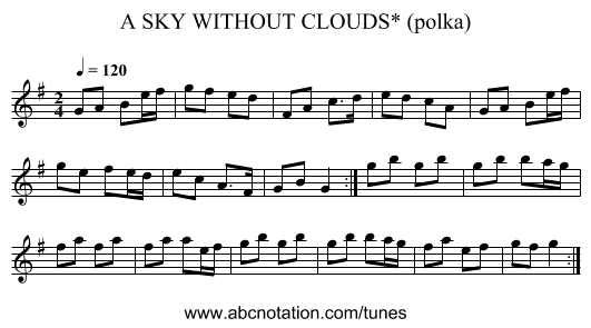 SKY WITHOUT CLOUDS* (polka), A - staff notation