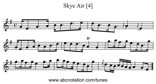 Skye Air [4] - staff notation