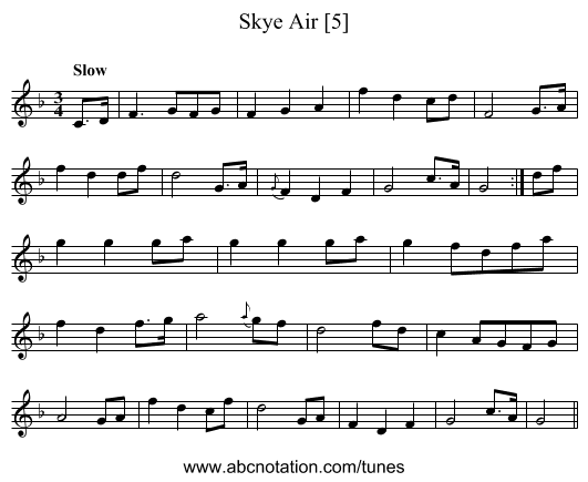 Skye Air [5] - staff notation