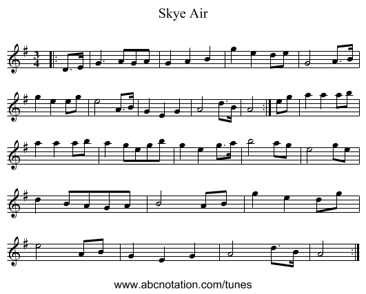 Skye Air - staff notation