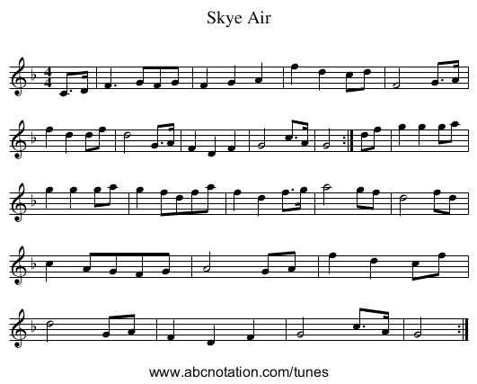 Skye Air - staff notation