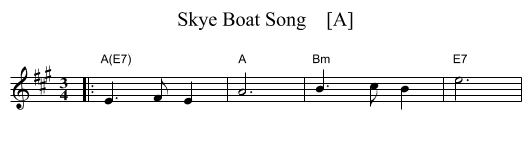 Skye Boat Song    [A] - staff notation