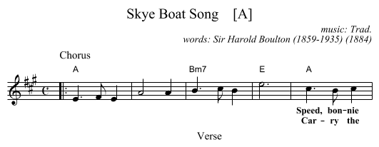 Skye Boat Song    [A] - staff notation