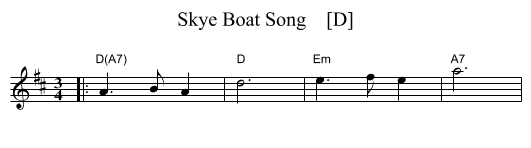 Skye Boat Song    [D] - staff notation