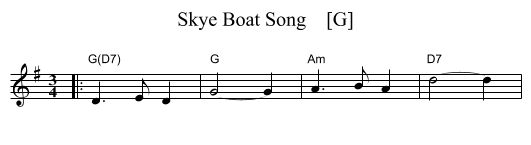 Skye Boat Song    [G] - staff notation