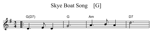 Skye Boat Song    [G] - staff notation